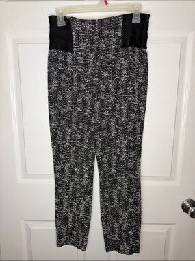 bebe Black & White Marled Straight-Leg Knit Pants